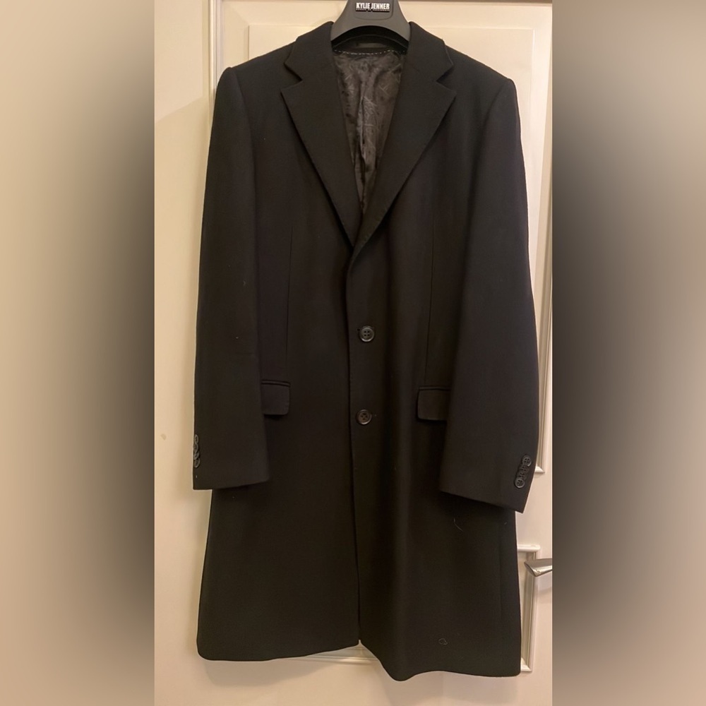 MACHO made in Spain Black Trench Coat Tailored Elegance size L wool